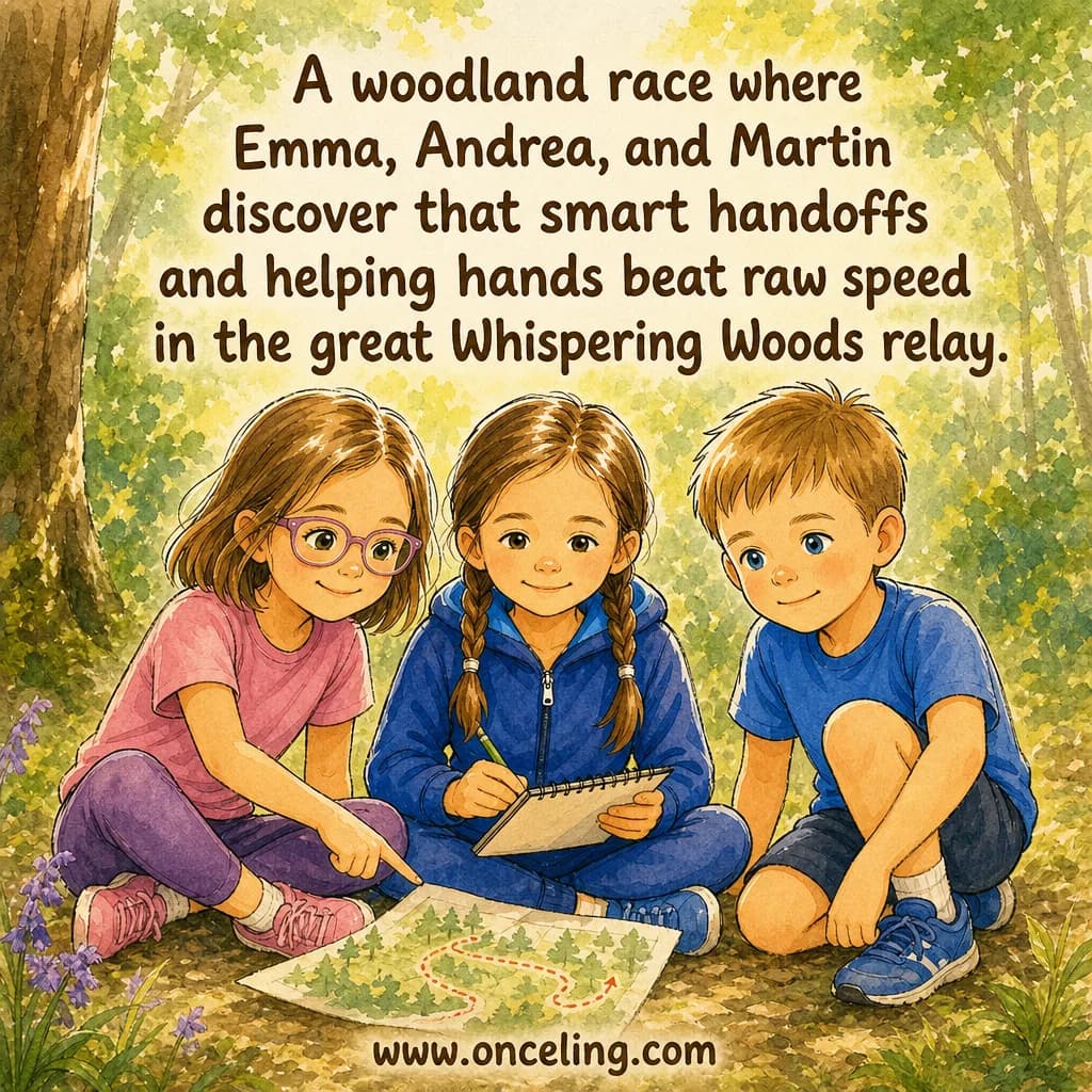 Example back cover of “The Whispering Woods Relay”