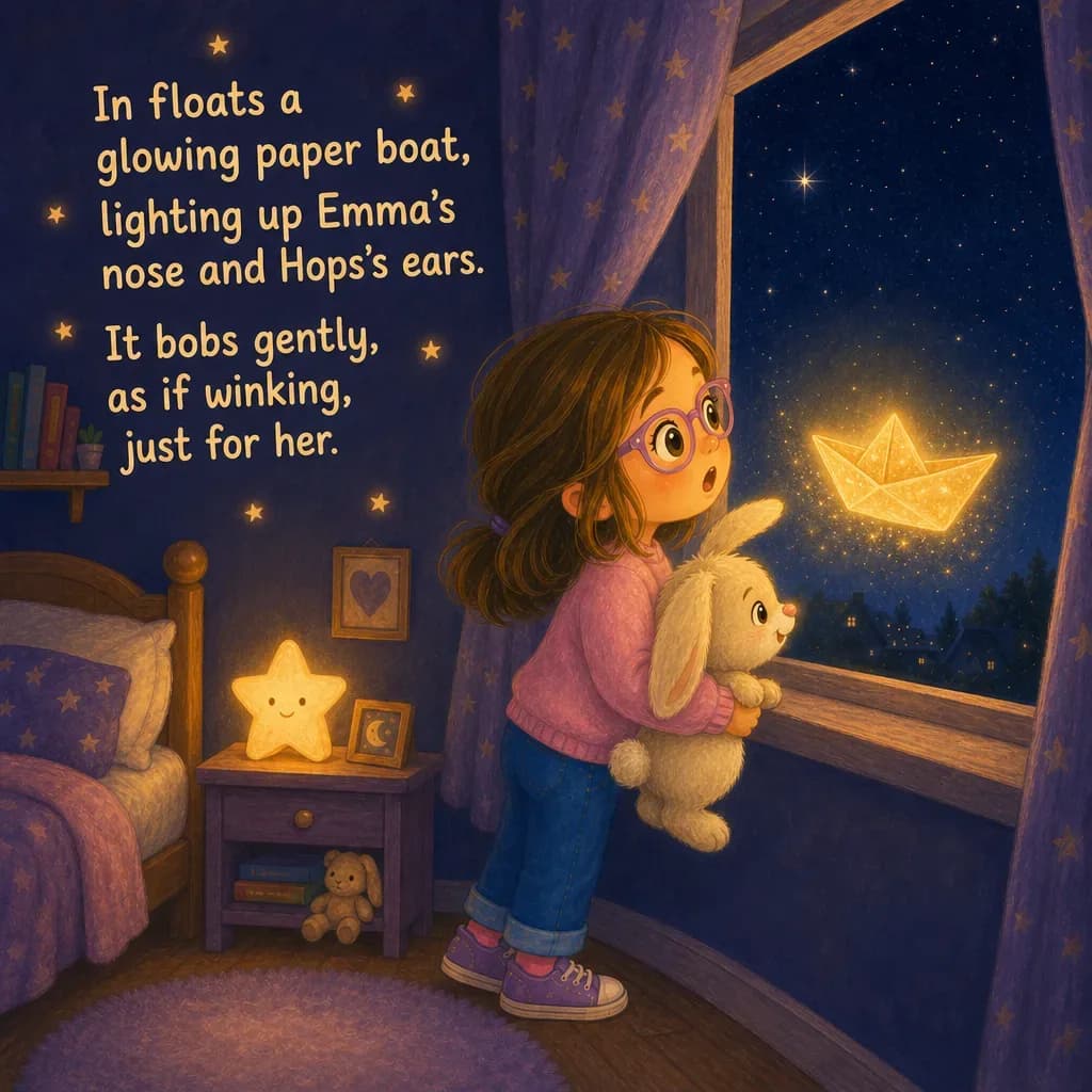 An illustrated page with the story's words lettered directly into the artwork.